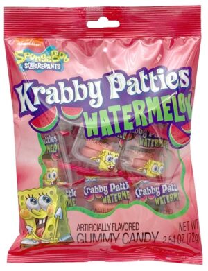 Spongebob Krabby Patties Watermelon Gummy 2.54oz Peg Bag 12ct